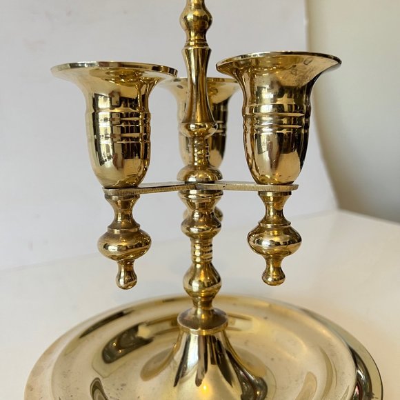 Vintage MCM Heavy Solid Brass Candelabra -m3 Candleholders and drip Tray - Picture 7 of 15